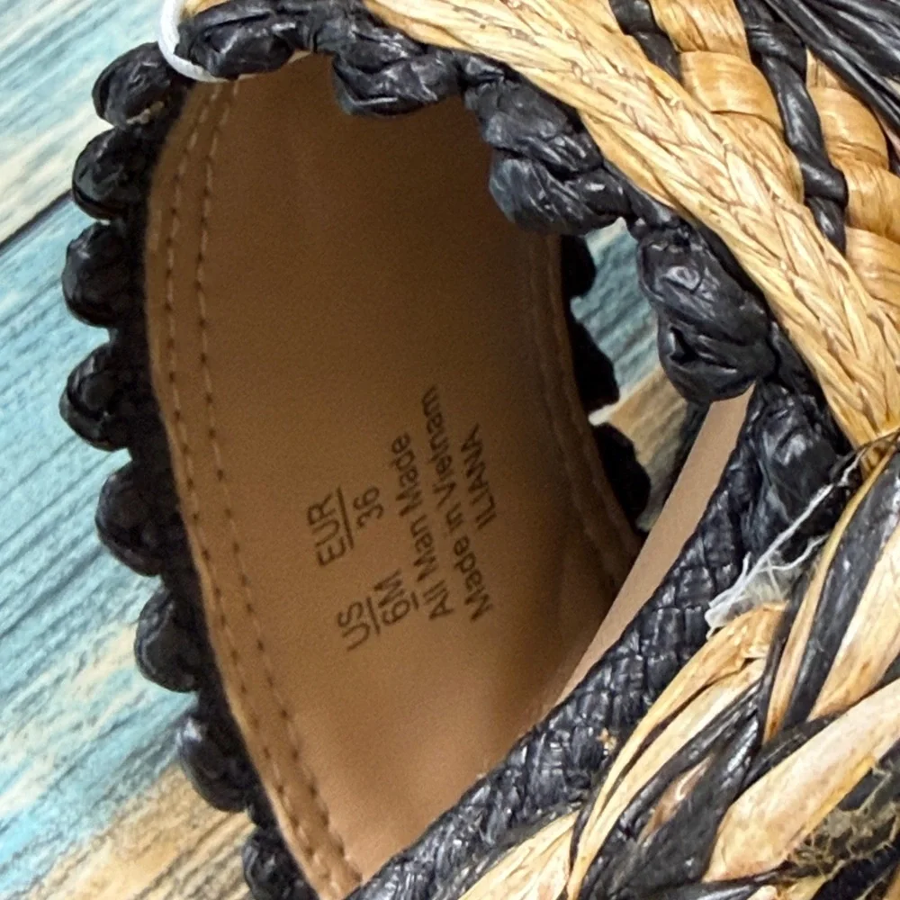 ⭐️Sam Edelman Iliana platform sandals woven raffia design chunky block heel sz 6